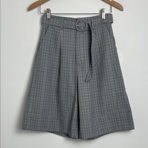 NEW Choosy High Waisted Glen Plaid Belted Bermuda Shorts Size 2
